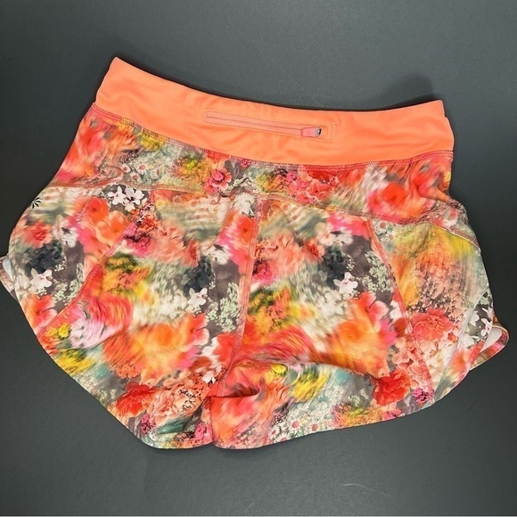 Athleta Girl Size Large 12 Run the World Short Coral Pink Blurred Floral 3” - Picture 3 of 7